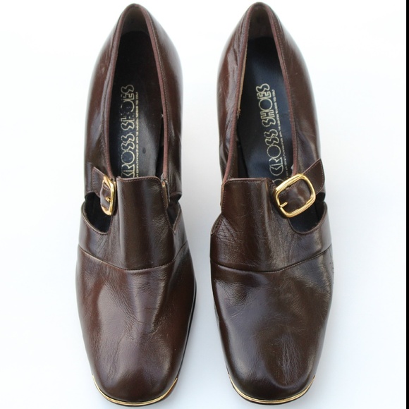 VINTAGE RED CROSS BROWN/GOLD LEATHER DRESS SHOES - Picture 2 of 4